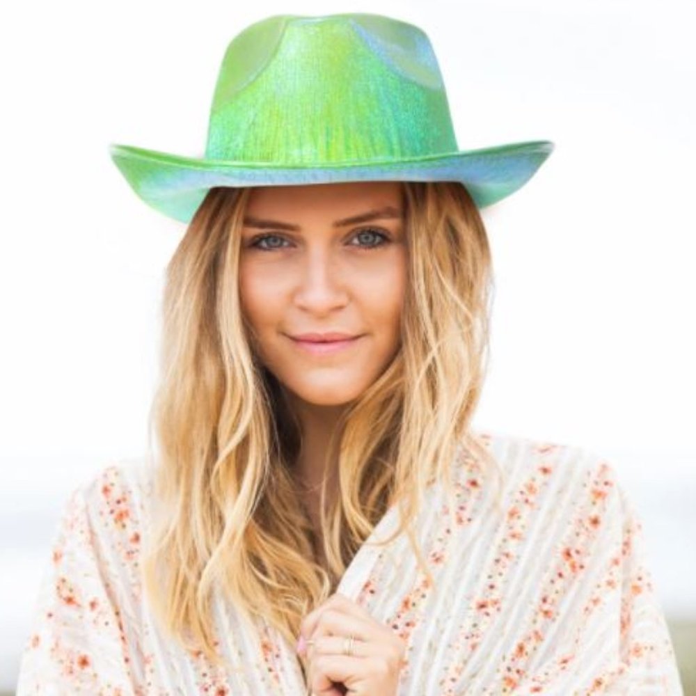 Womens Green Genuine Western Style Cowboy Rave Festival Party Hat